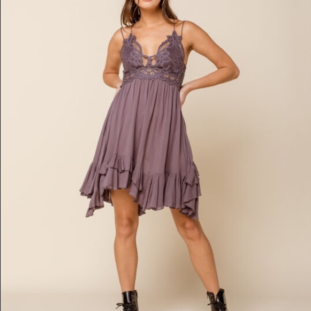 Free People Adella Slip Dress in Charcoal Grey